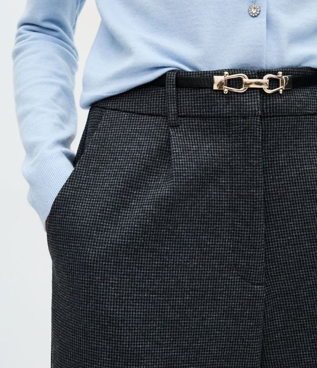 Pantalón de Cuadros en Punto Roma con Cinturón Fino 4