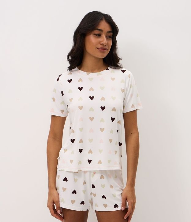 Blusa de Pijama en Peach Touch con Estampa de Corazón 1