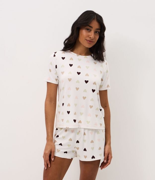 Blusa de Pijama en Peach Touch con Estampa de Corazón 2