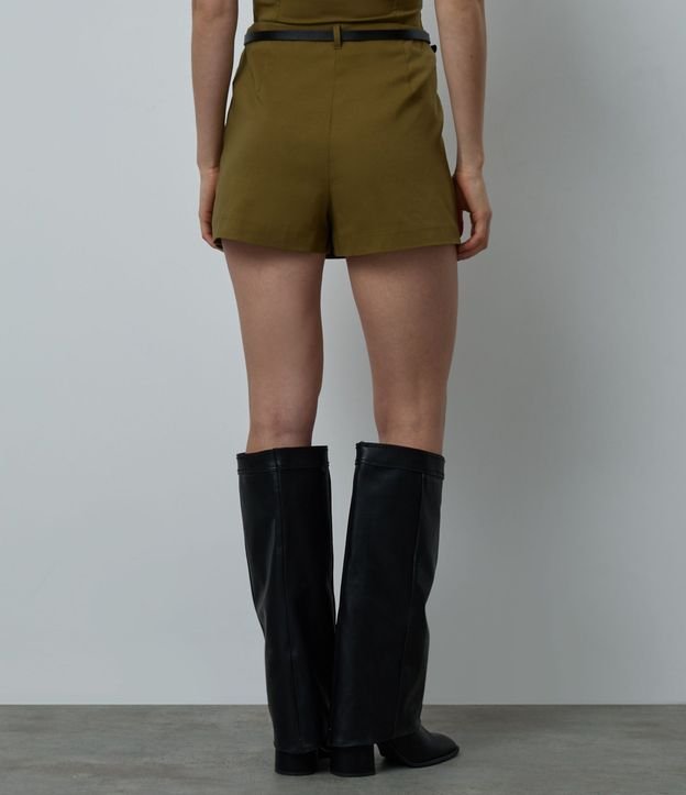 Short Pollera en Bengalina con Cinturón y Encaje Delantero 4
