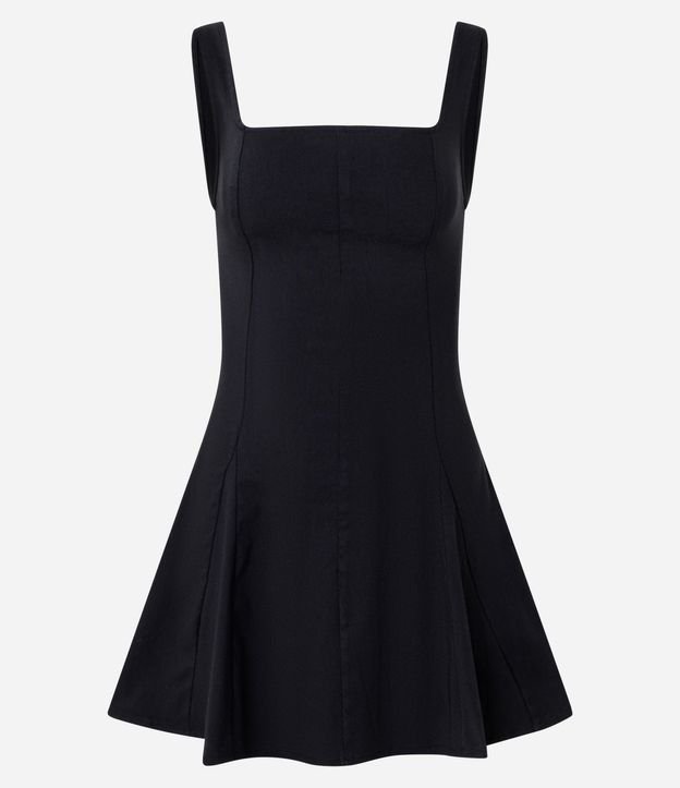 Vestido Evasê corto en Bengalina con Escote Cuadrado 6