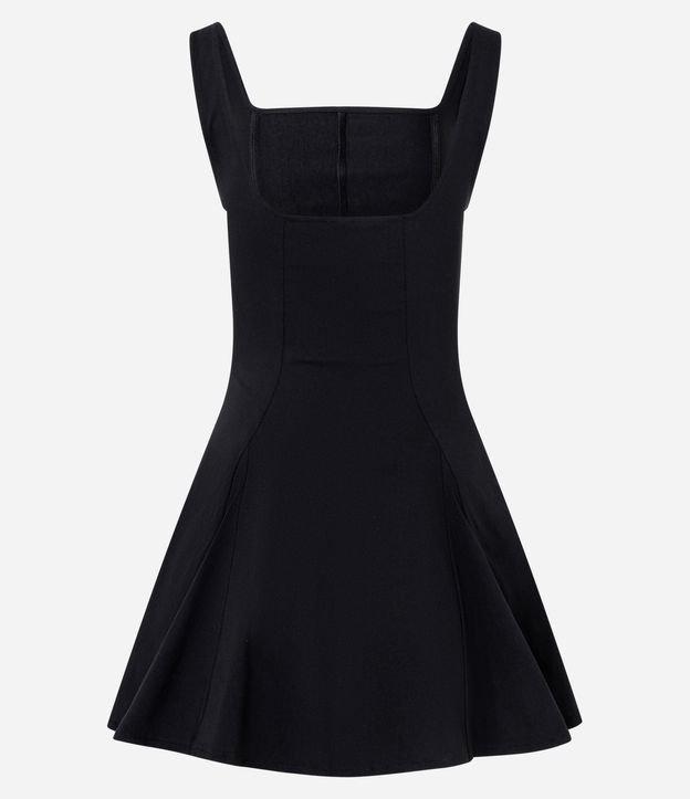 Vestido Evasê corto en Bengalina con Escote Cuadrado 7