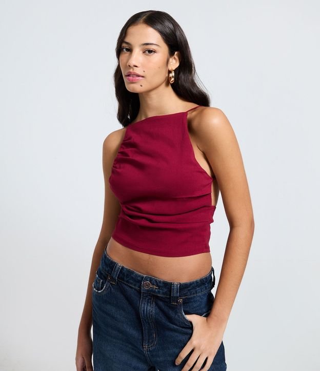 Blusa Regular en Bengalina con Lazo en la Espalda