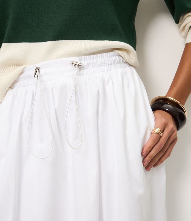 Falda Midi Femenina en Algodón con Cintura Elástica 4