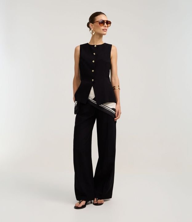 Pantalón Wide Leg en Flame con Friso