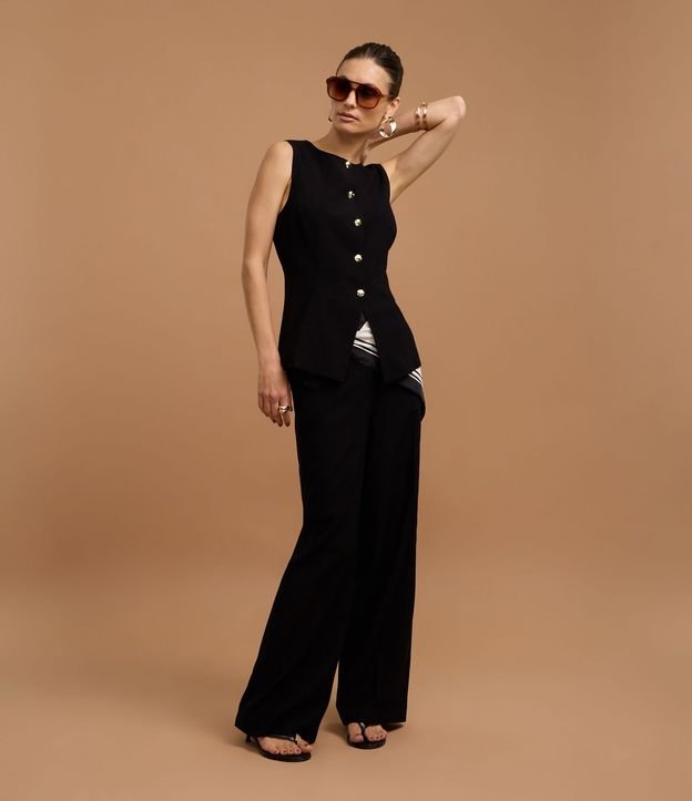 Pantalón Wide Leg en Flame con Friso 6