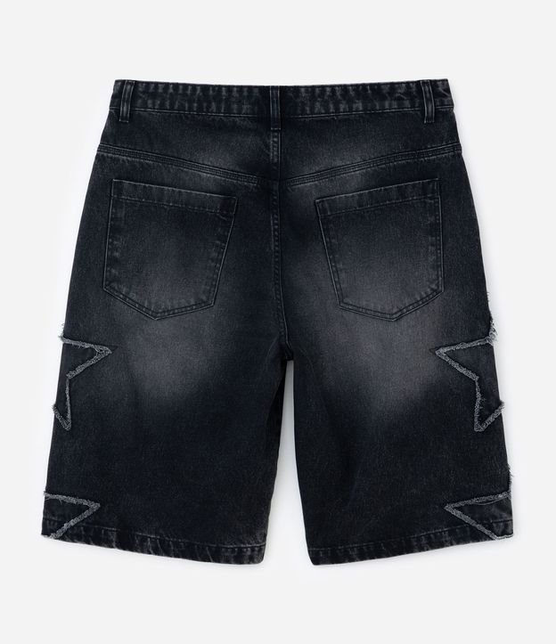 Bermuda Baggy Relaxed en Jeans con Apliques de Estrellas Desfiadas 5