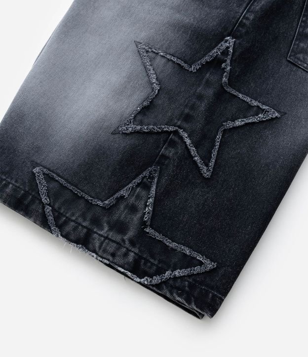 Bermuda Baggy Relaxed en Jeans con Apliques de Estrellas Desfiadas 9