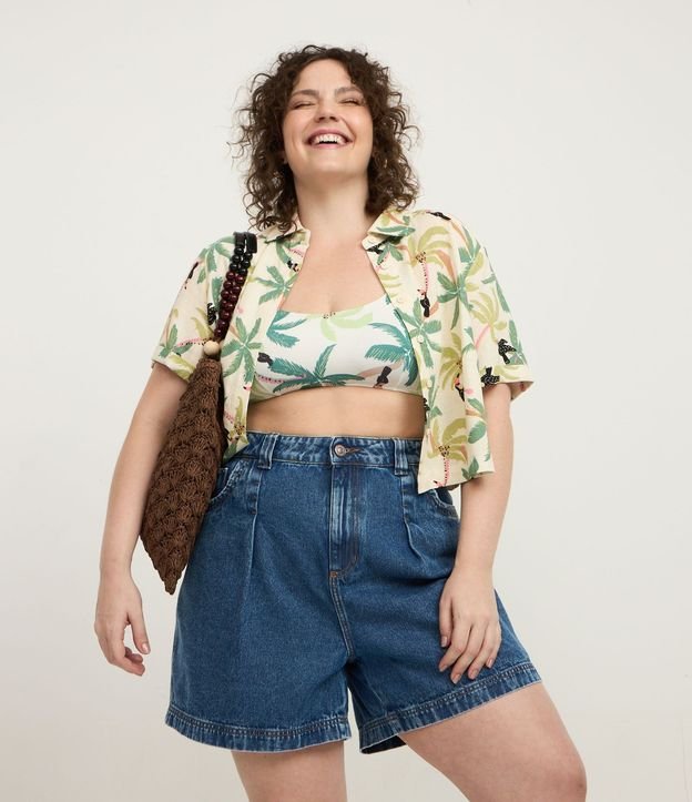 Short Jeans con Ruedo Largo Curve & Plus Size