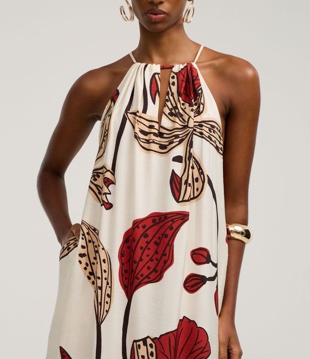 Vestido Evasê Midi en Crepé con Estampado Floral 4