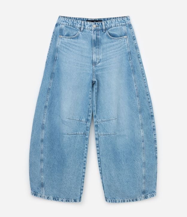Pantalón Barrel en Jeans con Recortes y Pences 5