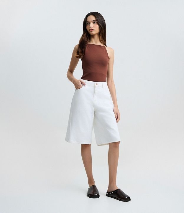 Blusa sin Manga con Escote Halter y Bretel Elástico 2