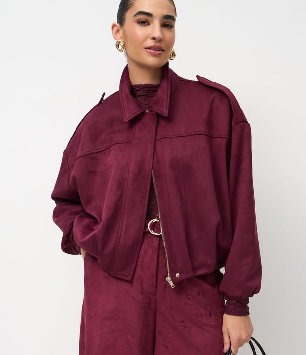 Campera Bomber Gamuza con Cuello Clásica