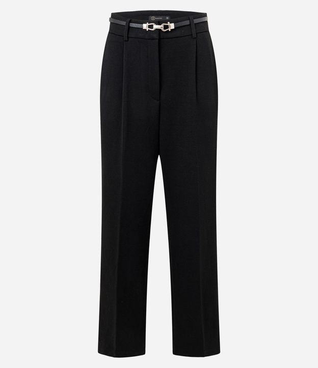 Pantalón Recto en Punto Roma con Cinto Fino 5