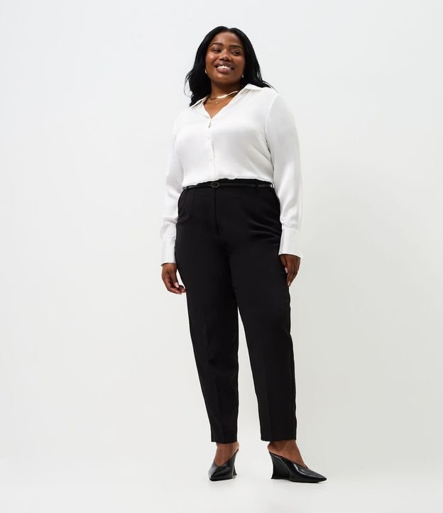 Pantalón carrot Sastre con Cinturón y Bolsillos Curve y Plus Size