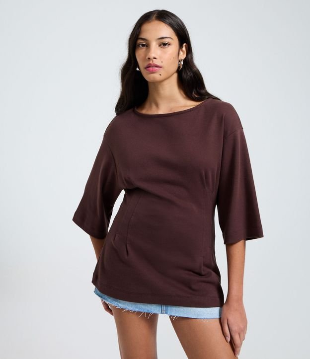 Blusa Over en Modal con Pliegues Laterales