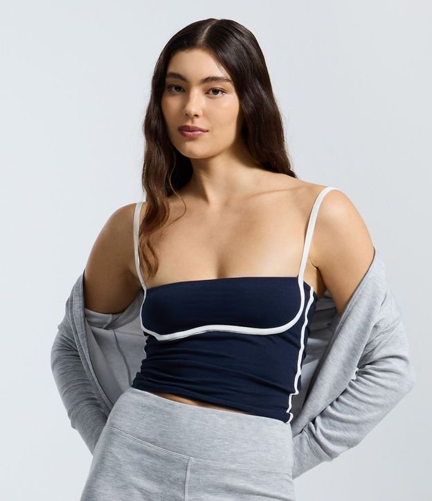 Blusa en Cotton con Detalle Contrastante