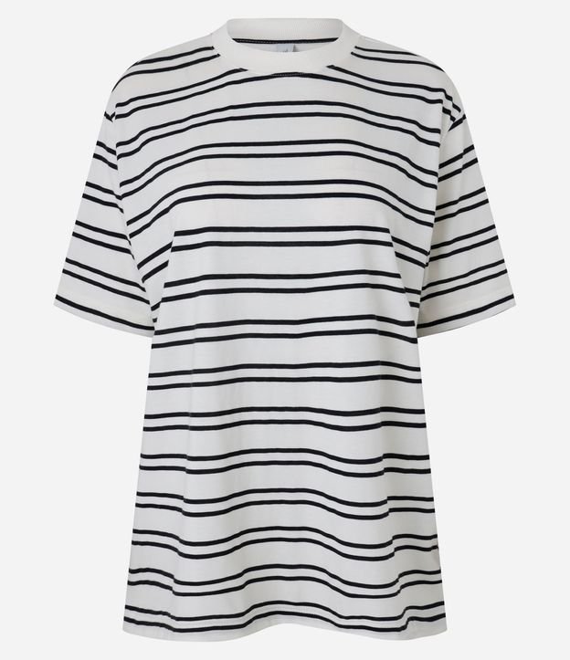 Remera Oversized en Algodón con Estampa Rayada 5