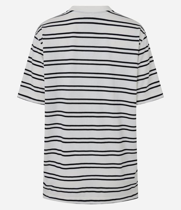 Remera Oversized en Algodón con Estampa Rayada 7