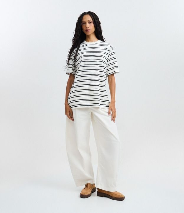 Remera Oversized en Algodón con Estampa Rayada 3