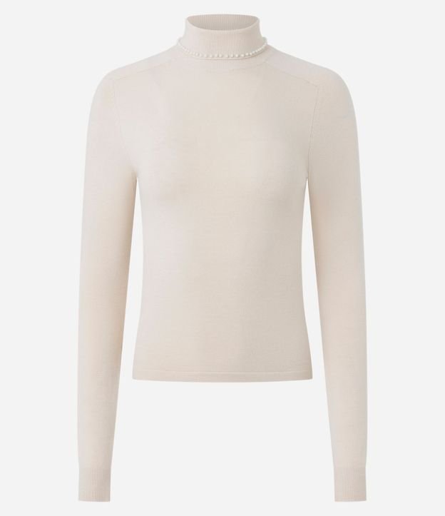 Blusa Regular en Punto con Aplicación de Lunares en el Cuello 5