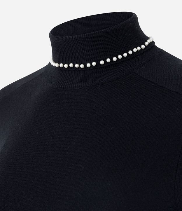 Blusa Regular en Punto con Aplicación de Lunares en el Cuello 6