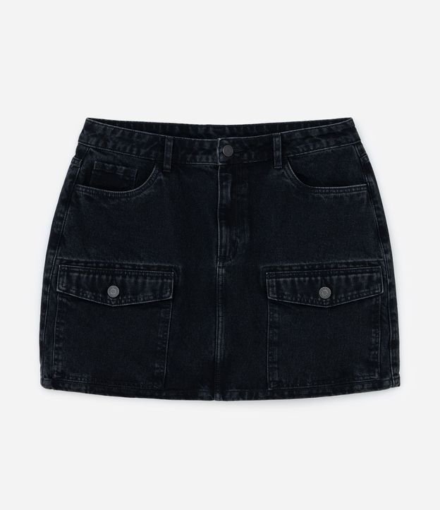 Pollera Corta en Jeans con Bolsillos Cargo Delanteros Curve & Plus Size