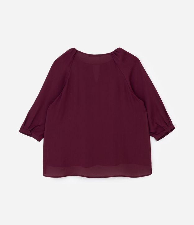 Blusa Bata en Crepé con Manga 3/4 y Franzidos Curve & Plus Size 5