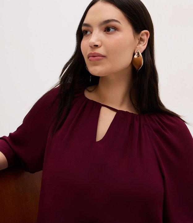 Blusa Bata en Crepé con Manga 3/4 y Franzidos Curve & Plus Size 2