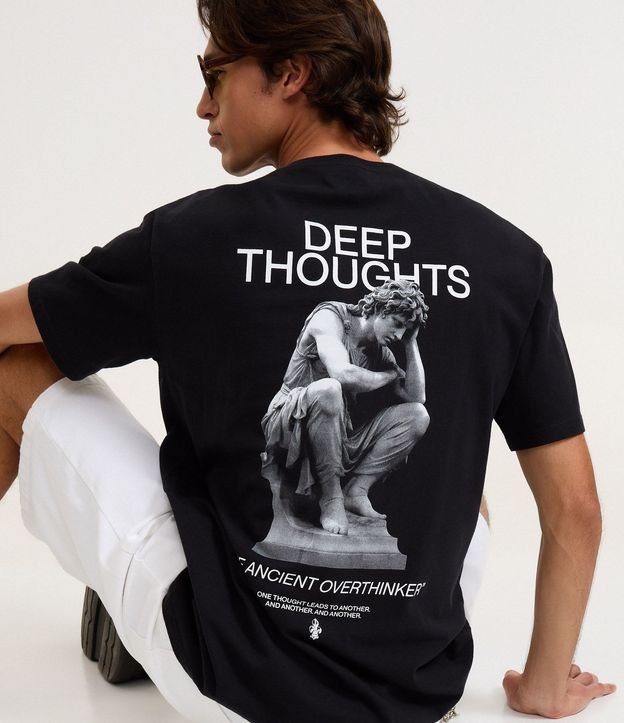 Remera Relaxed en Algodón con Estampa Lettering Estatua 3