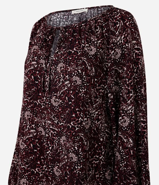 Blusa Femenina Manga Larga Follaje con Lazo Delantero 6