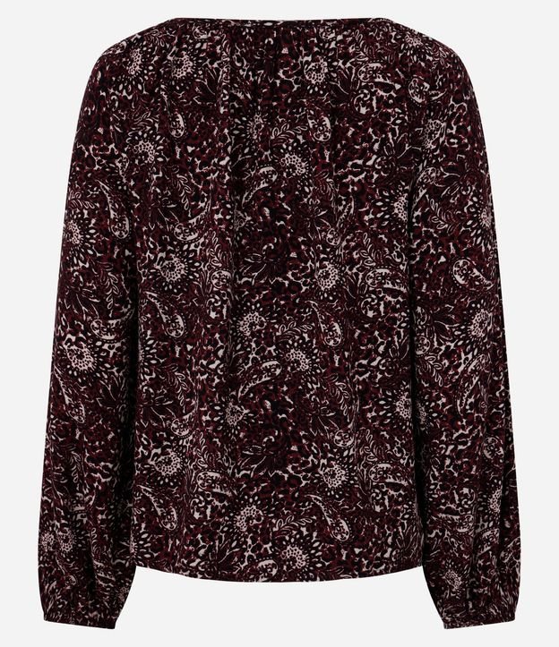 Blusa Femenina Manga Larga Follaje con Lazo Delantero 7