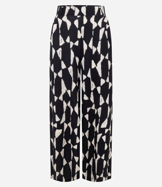 Pantalón Wide Leg en Piquet con Estampa Abstracta 5