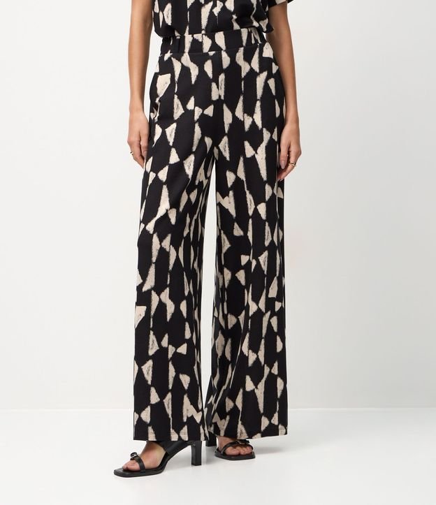 Pantalón Wide Leg en Piquet con Estampa Abstracta 3