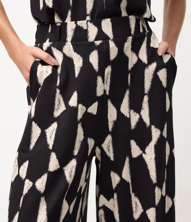Pantalón Wide Leg en Piquet con Estampa Abstracta 4