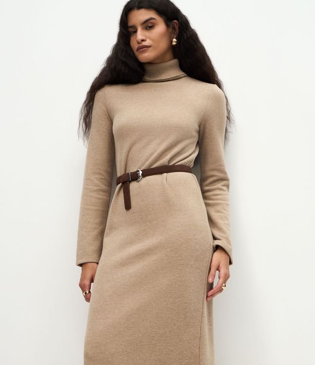 Vestido Long Midi con Cuello Alto y Mangas Largas 2