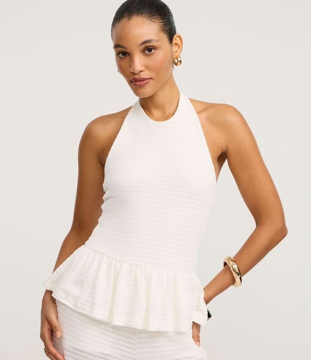 Blusa Peplum Frente única en Piquet con Texturas