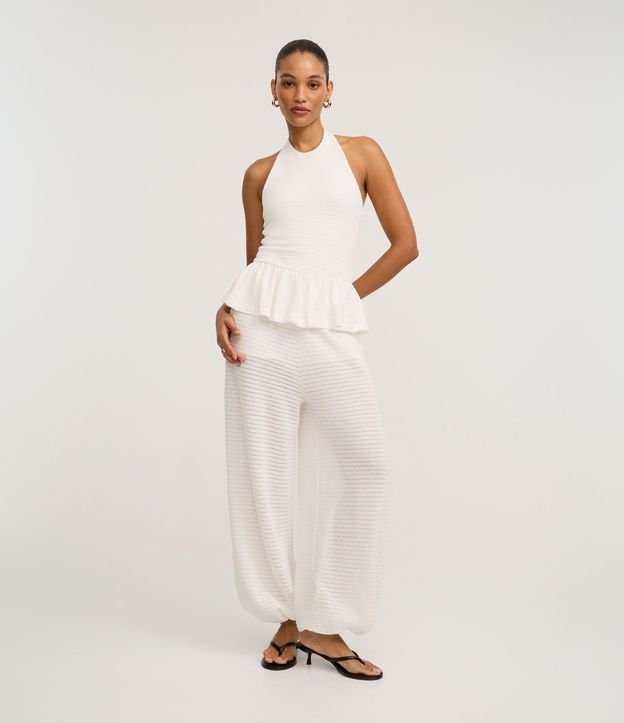 Blusa Peplum Frente única en Piquet con Texturas 2