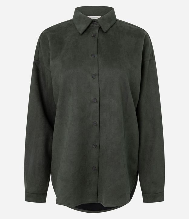 Camisa Oversized en Gamuza con Mangas Largas 5