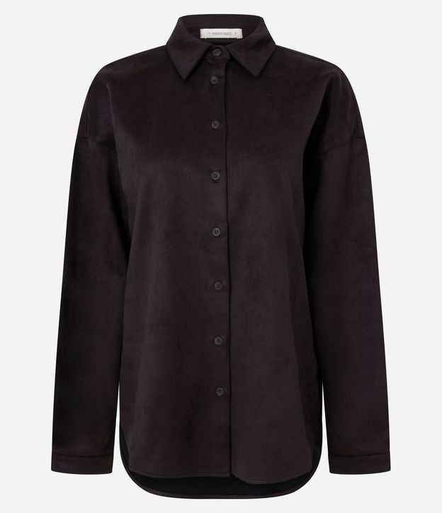 Camisa Oversized en Gamuza con Mangas Largas 5