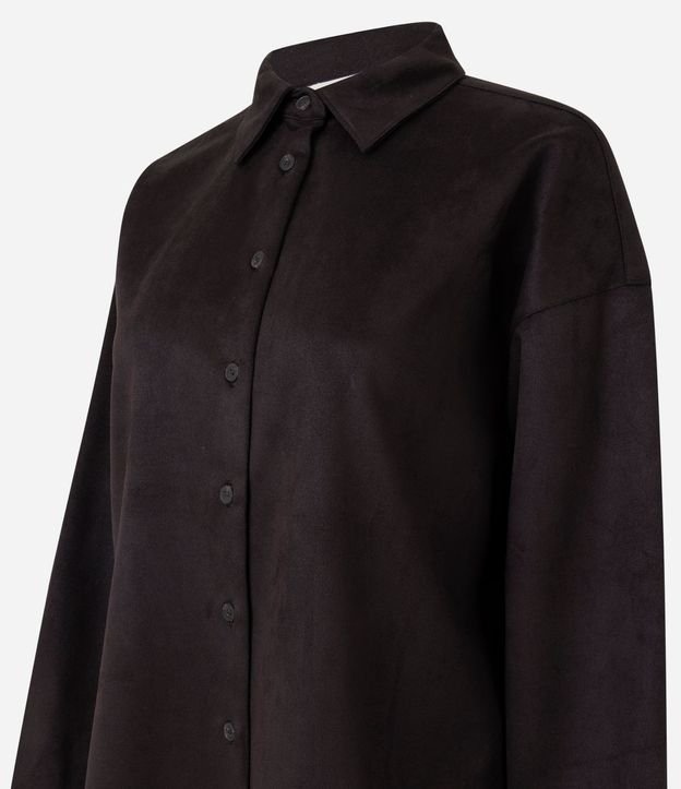 Camisa Oversized en Gamuza con Mangas Largas 6