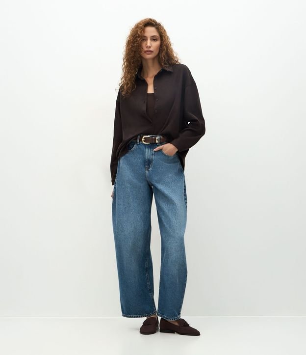Camisa Oversized en Gamuza con Mangas Largas 2