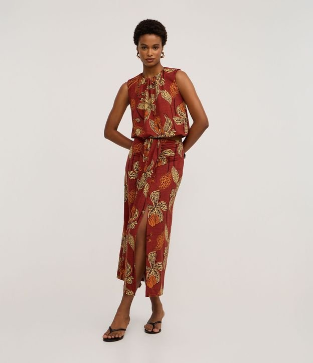 Blusa en Piquet con Fruncido en el cuello y Estampado Floral 3