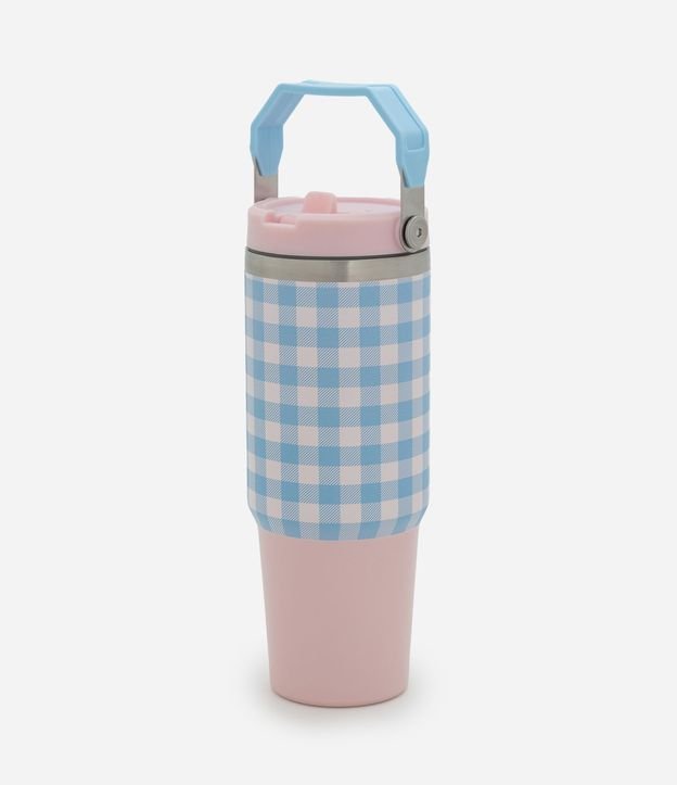 Vaso Térmico con Alça Geométrica y Estampa de Cuadros 1