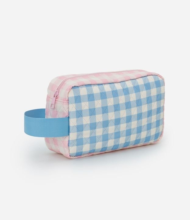 Neceser Rectangular Grande con Asa y Estampa de Cuadros