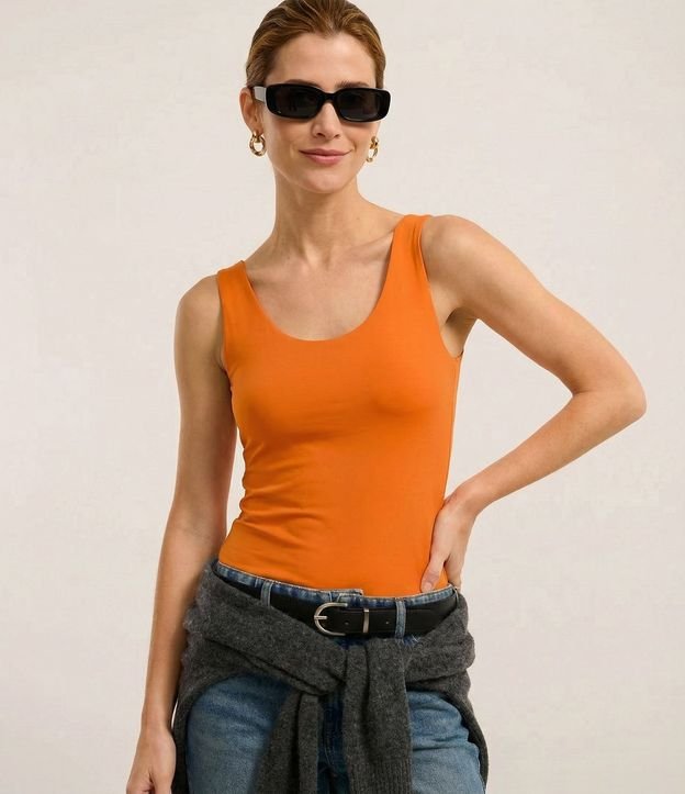 Blusa Musculosa en Poliamida con Escote U
