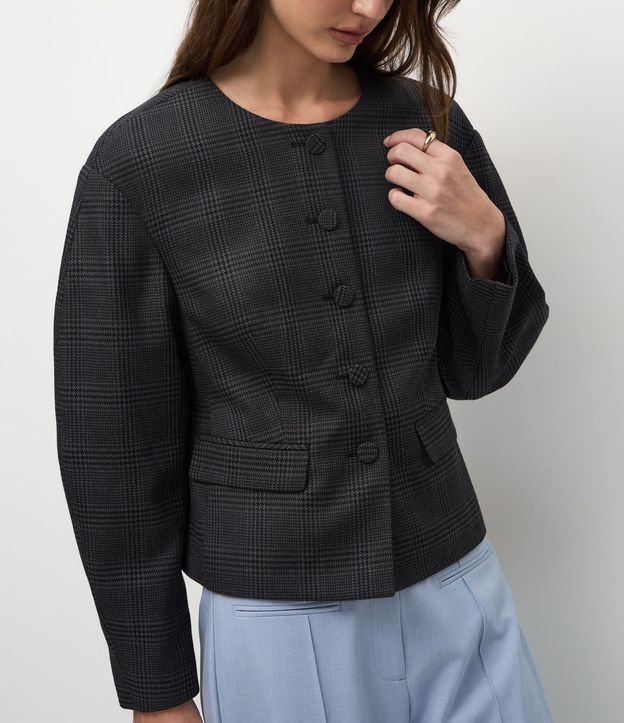 Blazer Sastre de Cuadros con Manga Baloné 5