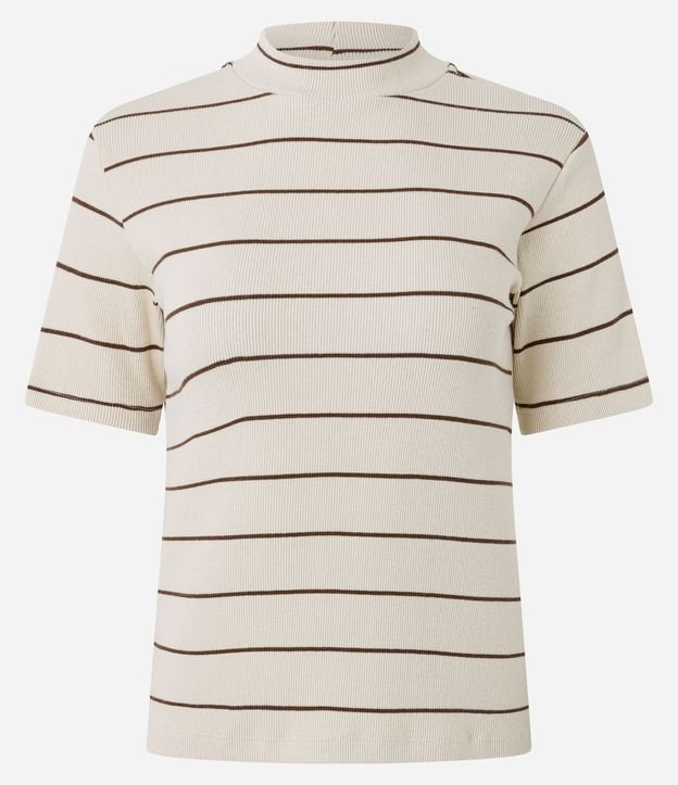 Blusa en Rib con Cuello Mediano y Estampa Rayada 4