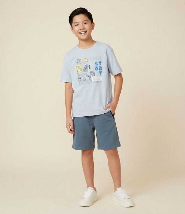 Remera Infantil en Interlock con Lettering Tech Start – Talle 5 a 14 años