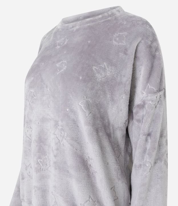 Pijama Larga en Fleece con Textura de Gatitos 7
